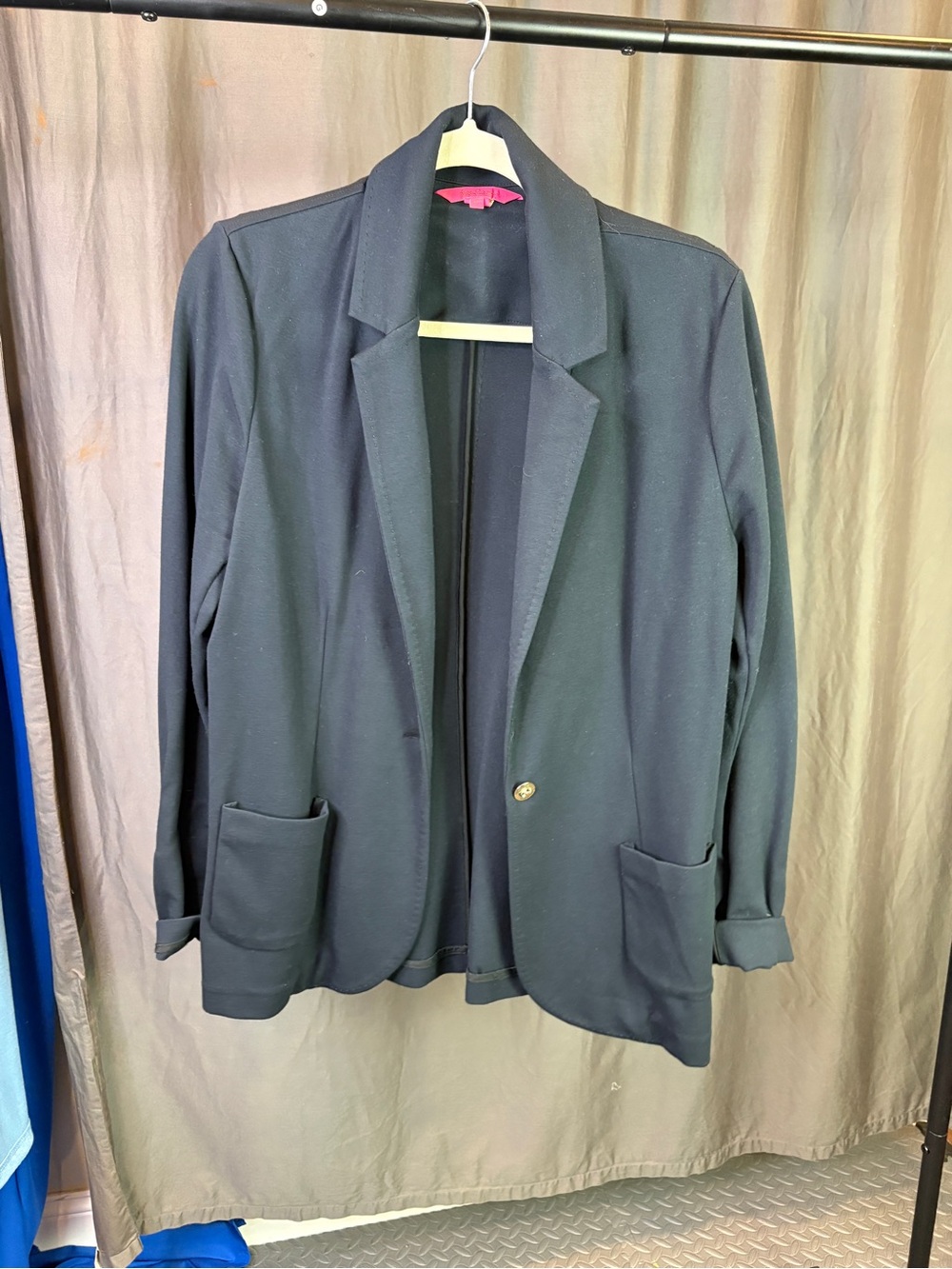 Lilly Pulitzer Black Open Single-Button Blazer